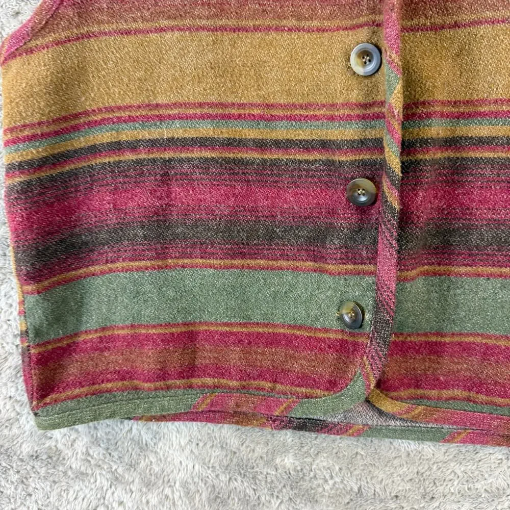 Vintage 90s Southwest Wool Blend Vest Aztec Navajo Stripe Women's L Memphis